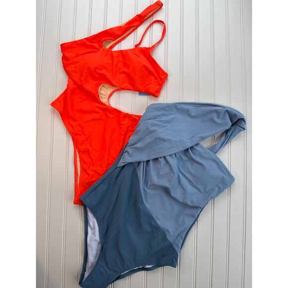 NWT Cupshe One-Piece Swimsuit Orange Cutout & Tummy Control 1 PC Swim Bundle M - Picture 2 of 10